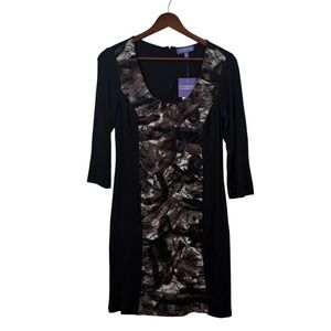 Vivienne Tam Black and White Sheath Dress 3/4 Sleeve